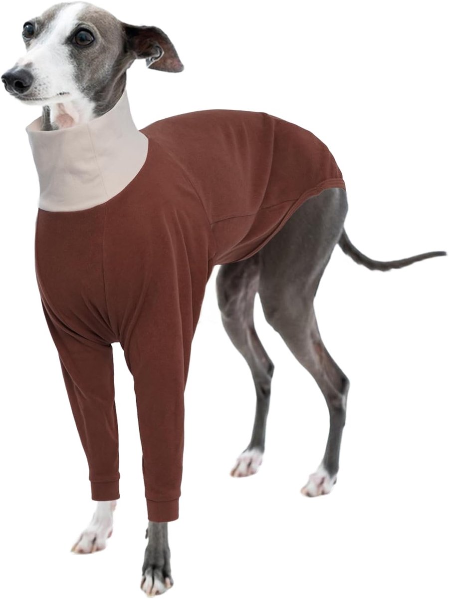 Jumper Fleece, Hondentrui Medium voor Whippets Pullover Greyhound Pyjama Lurcher Shirt Fleece Whippet Pjs Hond Sweatshirts (Bruin, M)