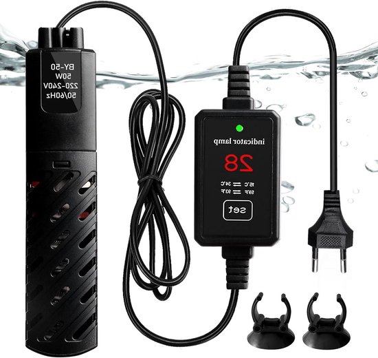Aquarium Verwarming - Vis Tank Heater - Water Temperatuur - Intelligente Controle - 50 W - Zwart