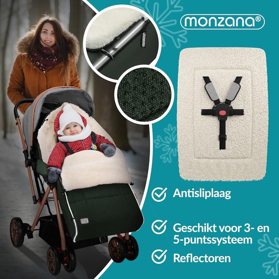 Voetenzak Baby - Babyslaapzak Kinderwagen - Warm en Droog - Handwarmers voor Ouders - 90 cm - Grijs Groen — afbeelding 5