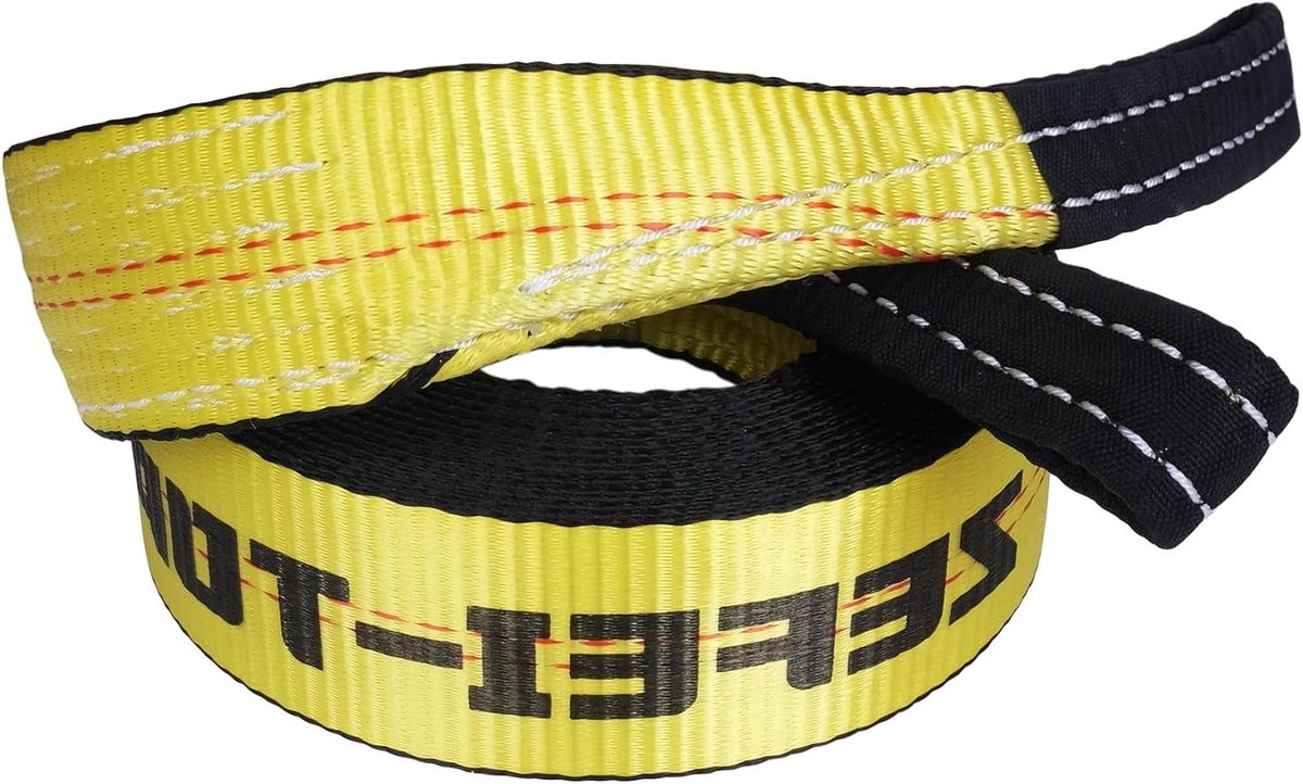 Nood Sleepkabel - Herstel Riem - Voertuig Hulp - Versterkte Lussen - 60 Meter Lengte - Geel