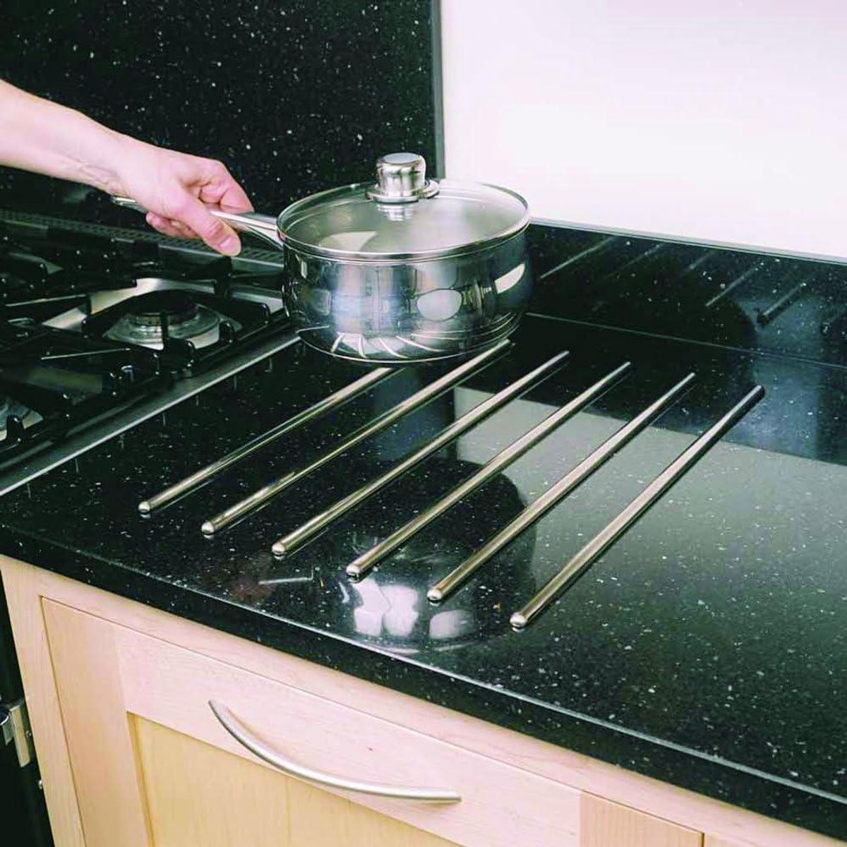 Werkblad Beschermers - Staven Set - Keuken Beschermen - Roestvrij Staal Look - 30 cm - Zilver