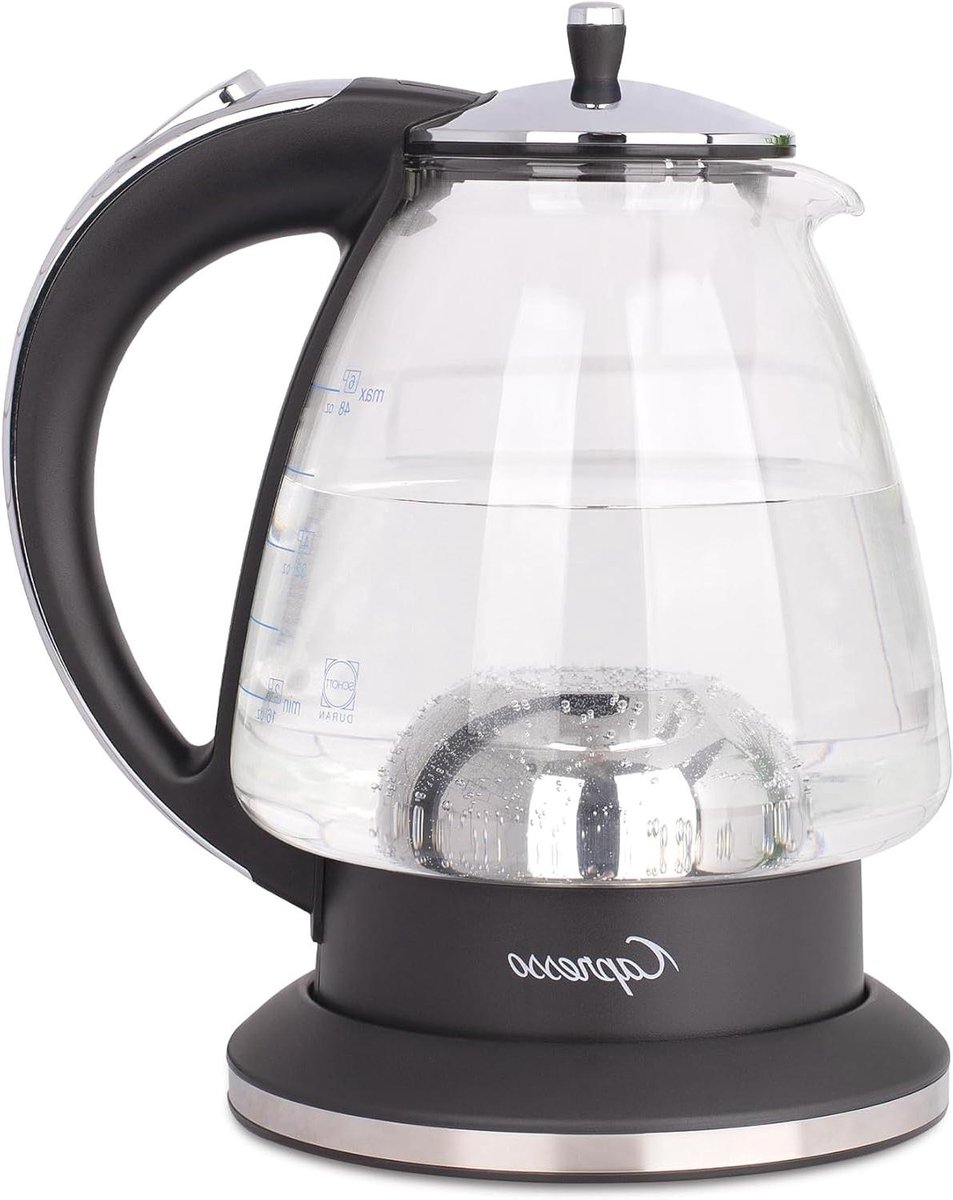 Waterkoker Glas - Elektrische Waterkoker - Snel Water Koken - Gepatenteerd Verwarmingselement - 1.5 Liter - Chroom Zwart