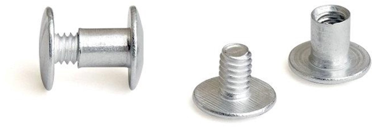 Aluminium Schroefpalen - Chicago Schroeven - Documenten Binden - Roestvrij Aluminium - 100 Sets - Zilver