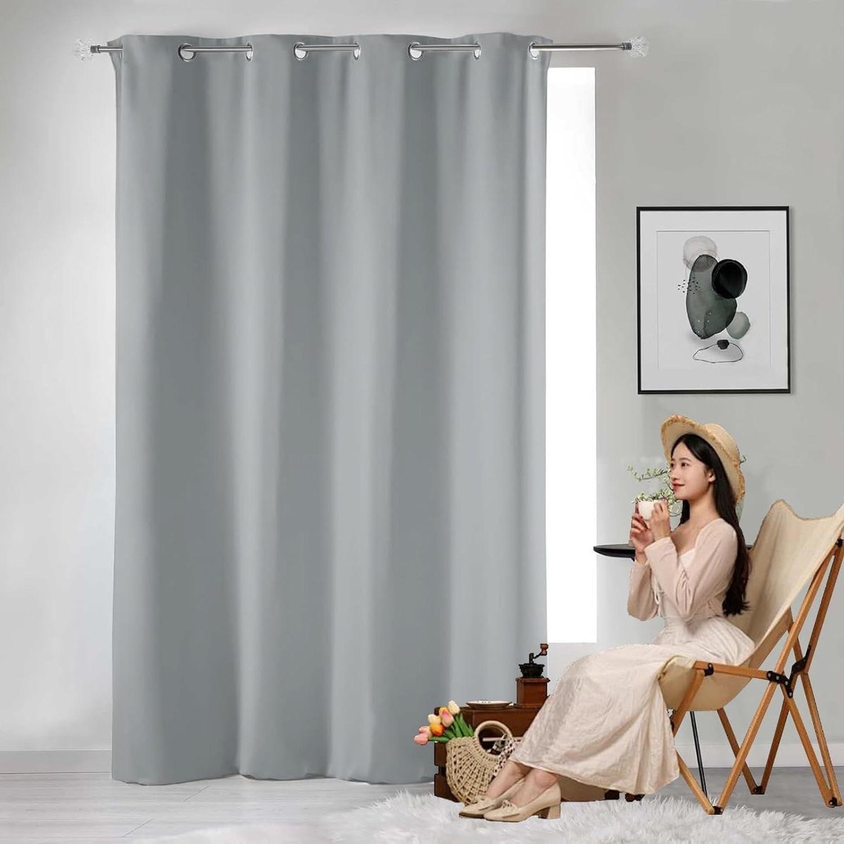 Verduisterende Gordijnen - Blackout Gordijn Gordijnstof - Slaapkamer Verduisteren - Drievoudig Geweven Stof - 100 x 150 cm - Grijs