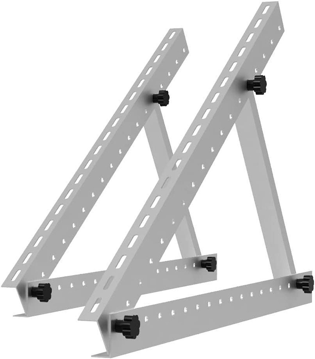 Zonnepaneel houder - Paneeldrager aluminium - Zonne-energie opwekken - Verstelbare hellingshoek - tot 712 mm breed - Zilver