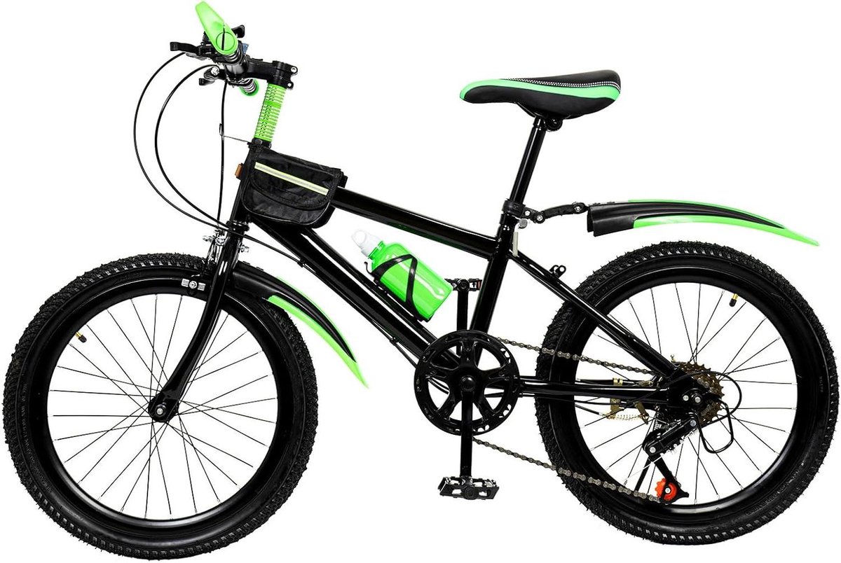Kinderfiets Mountainbike - Jeugdfiets Jongens Meisjes - Buiten Sporten - 7 Versnellingen - 20 Inch - Groen