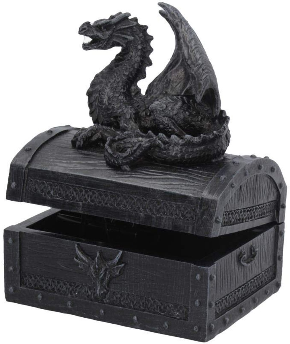 Bewaardoos zwart polyresin Gothic