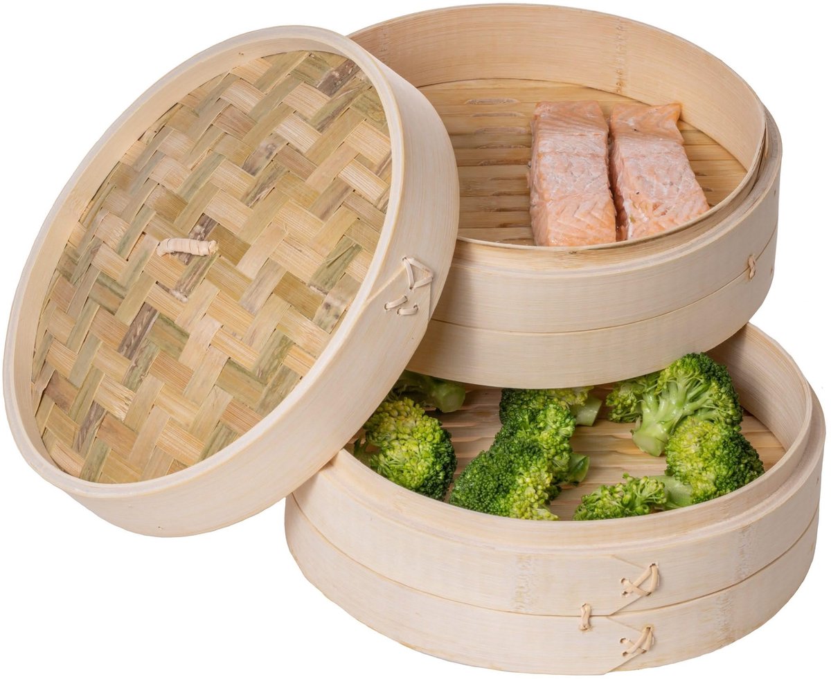 Mand/Dim Sum mand/serveermand - Bamboe - 2-laags - ø 25 cm
