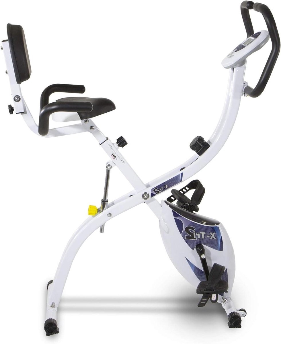 Opvouwbare Platte Fiets - Hometrainer Binnen - Thuis Trainen - Constante Lendensteun - 8 Weerstandsniveaus - Wit