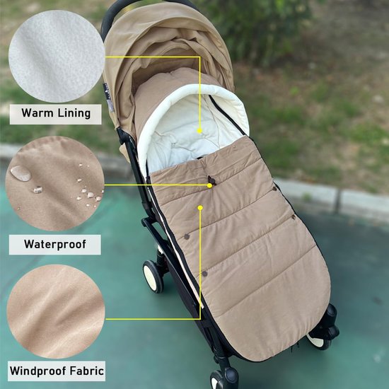 Universele Voetenzak - Baby Accessoire - Warmte Buiten - Waterafstotend - 90 x 45 cm - Taupe — afbeelding 5