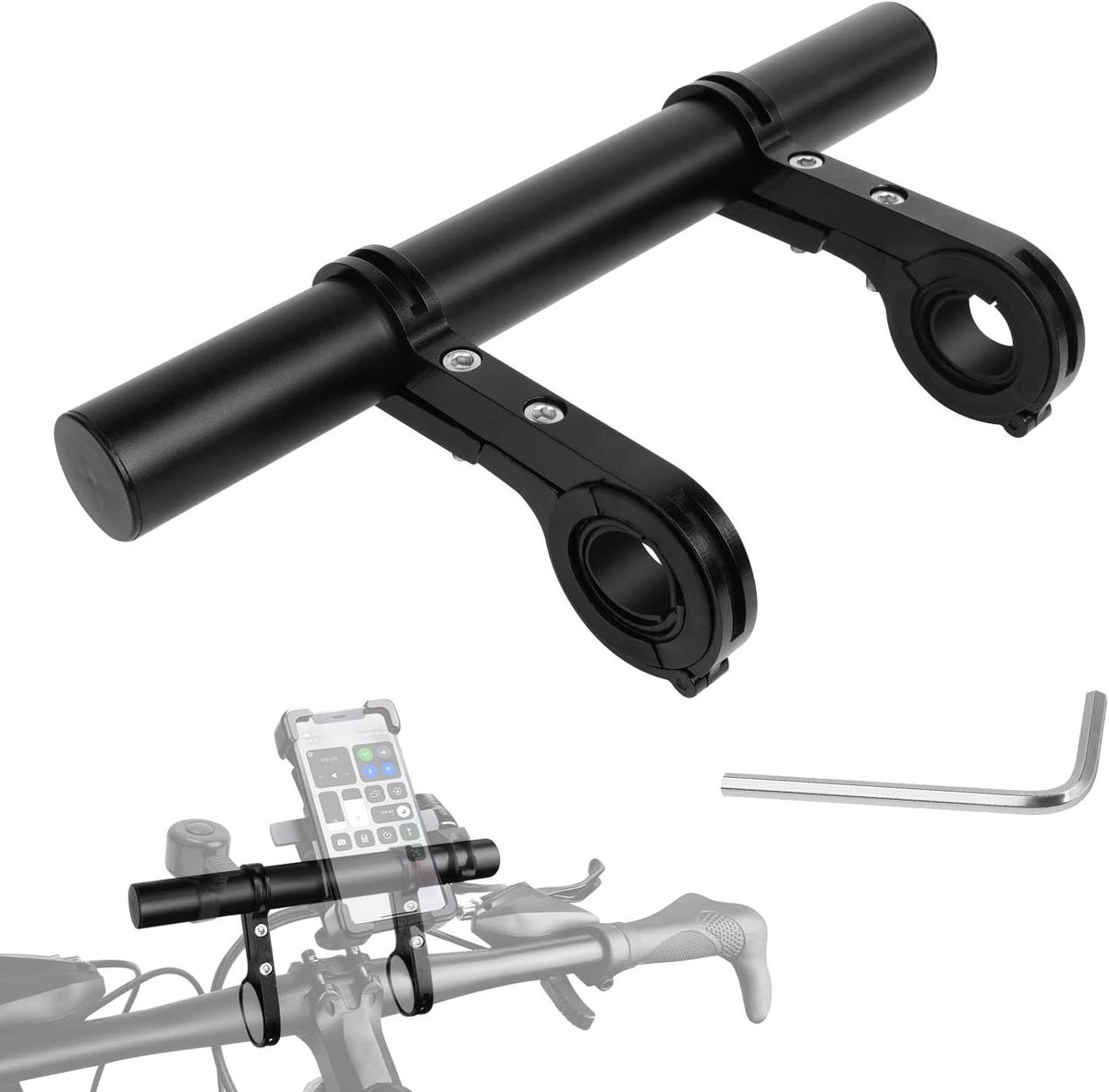 Fietsstuur Extender - Stuurverhoger - Extra Ruimte Creëren - Aluminium Lichtgewicht - 20 cm Lengte - Zwart