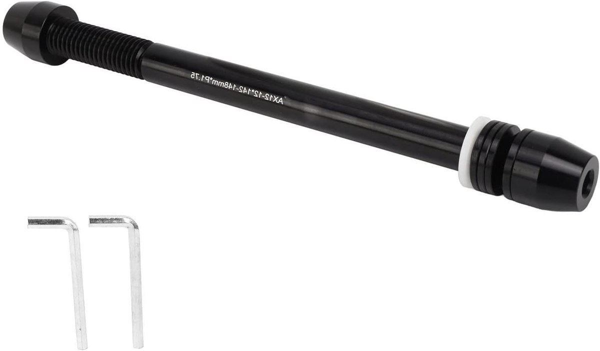 Fietstrainer steekas - Fiets trainer as - Binnen fietsen - Verstelbare lengte - M12 x 142-148mm - Zwart