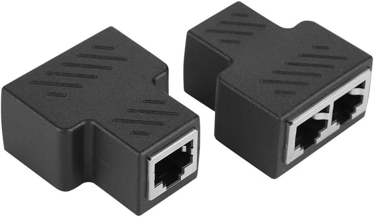Netwerk Splitter - RJ45 Adapter - Internet Verdelen - Metalen Kern - 3 Poorten - Zwart