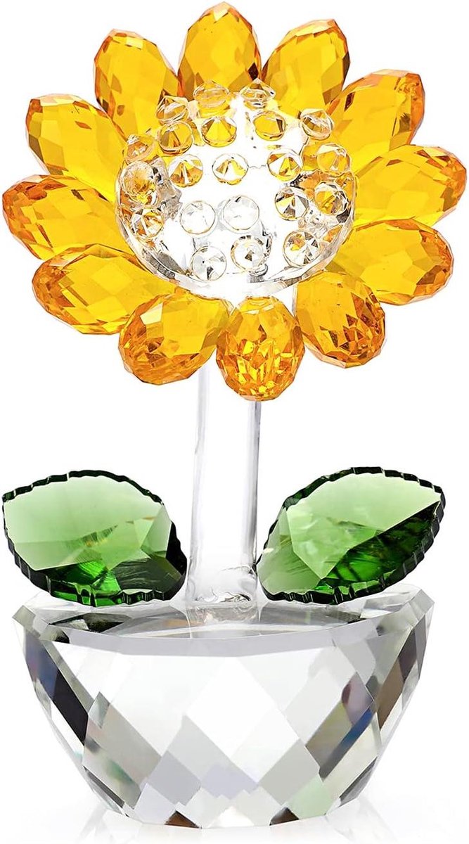 Kristallen Zonnebloem Glasdecoratie Ornament Cadeau voor Huis en Kantoor