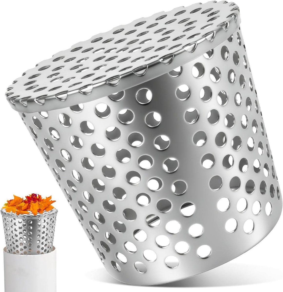 Dakgootrooster - Bladvanger Riool - Voorkom Verstoppingen - Roestvrij Staal 304 - 90 mm - Zilver
