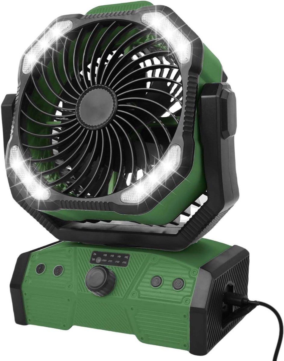 Krachtige Draagbare Oplaadbare Ventilator met Afstandsbediening en LED