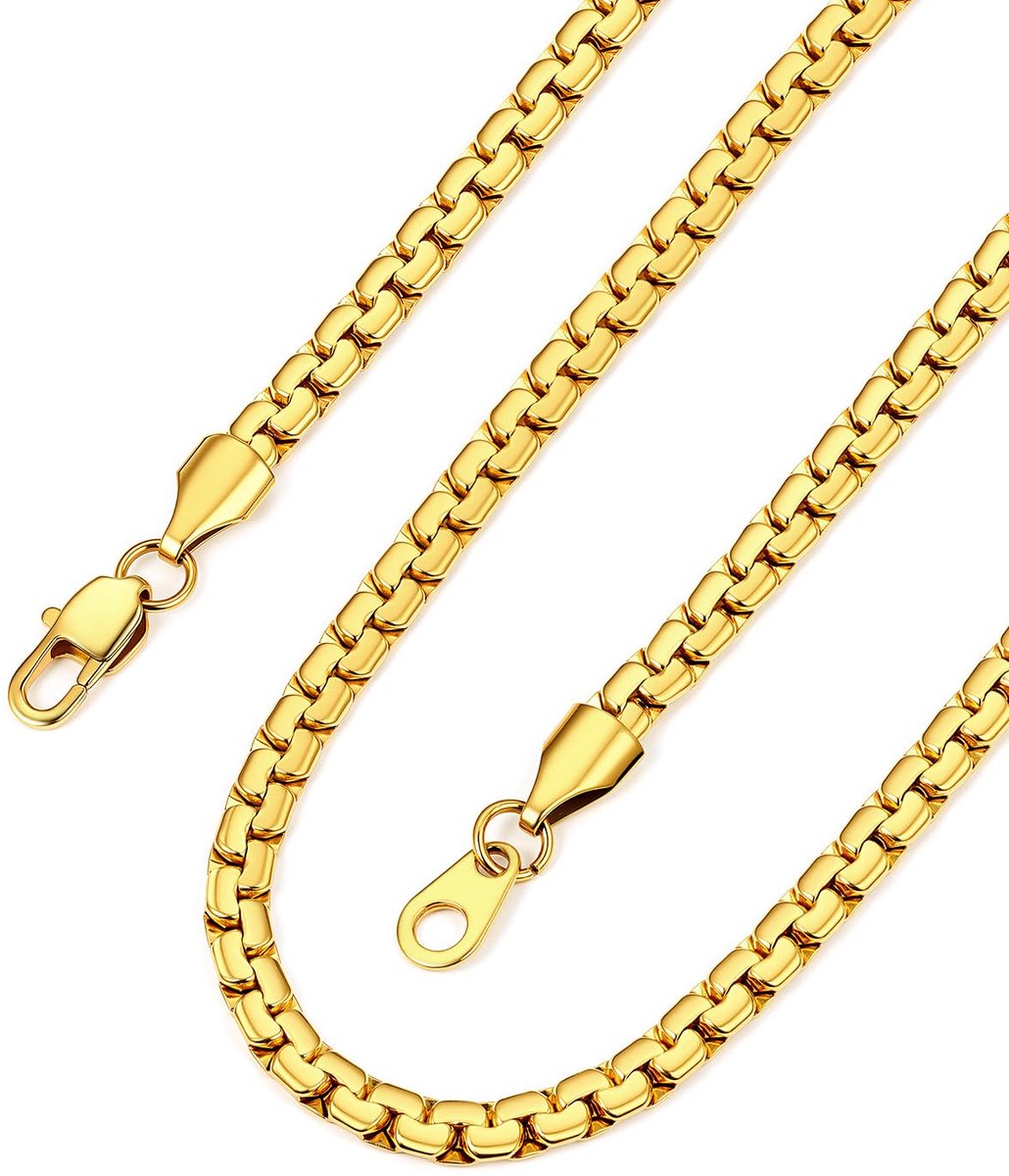 Venetiaanse halsketting voor dames en heren, cadeau voor vader, vriendin, vriend, platte sluiting, robuust, 2 mm, 4 mm, 6 mm breed, 36-76 cm lang, inclusief sieradendoosje