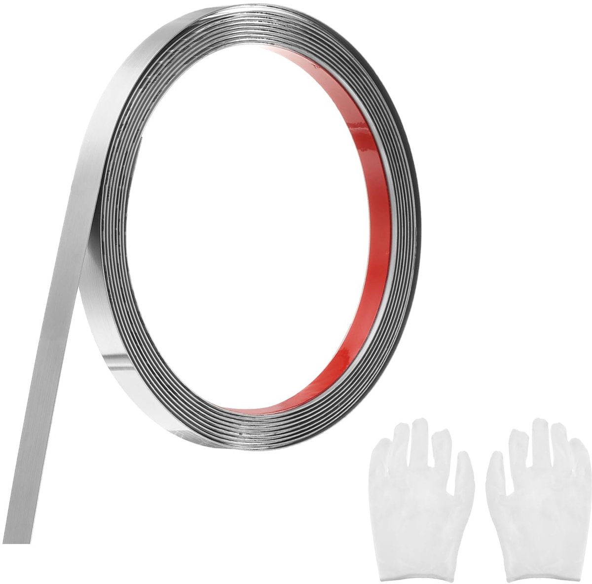 QUARKZMAN Zelfklevende sierlijst van roestvrij staal, geborsteld zilver en bevestiging voor wandlijst met handschoen, decoratieve rand voor spiegelwand, 1,5 x 2,5 m