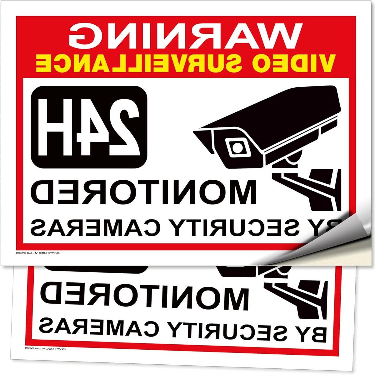 Waarschuwingssticker Camera - Camerabewaking Sticker - Beveiliging Huis - Weerbestendig Vinyl - 2 stuks 14x10 Inch - Zwart