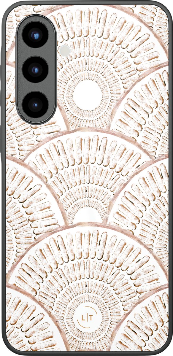 Hoesje geschikt voor Samsung Galaxy A56 - Boho mosaic - Luxe Glazen Hardcase - Print / Illustratie - Bruin