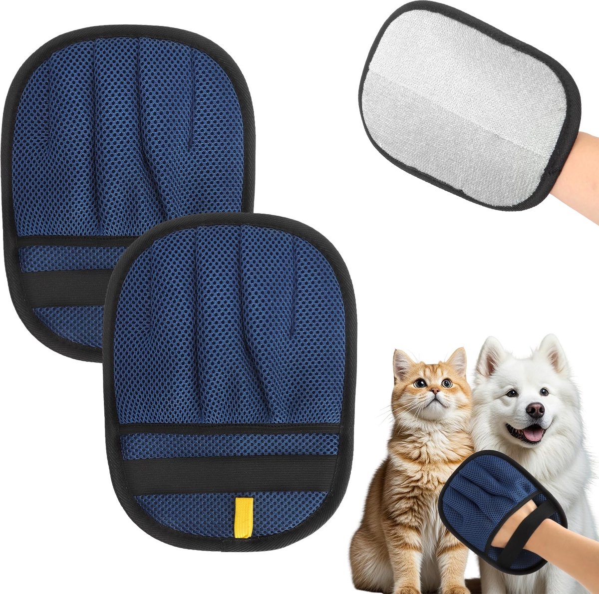 Vachthandschoenen, dubbelzijdig, voor honden en katten, dierenhaarverwijderaar, handschoenen, herbruikbaar, voor het verwijderen van kleding en kleding