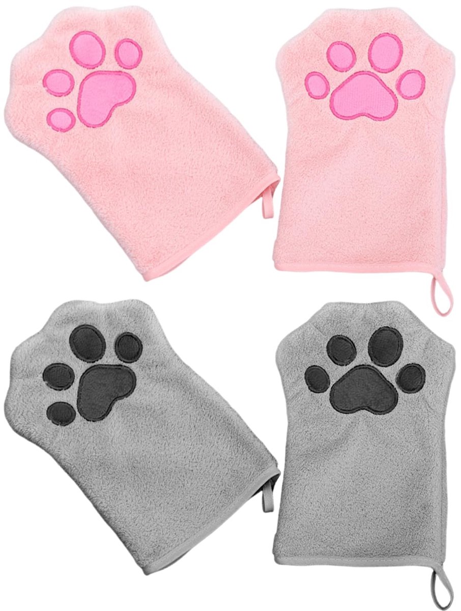 2 paar handdoeken in handschoenstijl voor huisdieren, absorberende handdoeken, huisdierreinigingsdoeken, zachte handdoeken voor huisdieren.