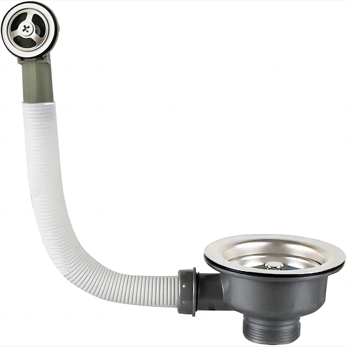 Keuken Afvoer Zeef - Spoelbak Zeef - Keuken Afval Vangen - Met Overloop - 110mm - Zilver