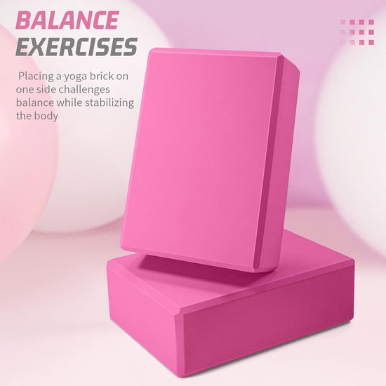 Yogablokken Set - Oefenblokken Yoga - Balans Verbeteren - Antislip EVA Schuim - 23 x 17 x 7.7 cm - Magenta — afbeelding 4