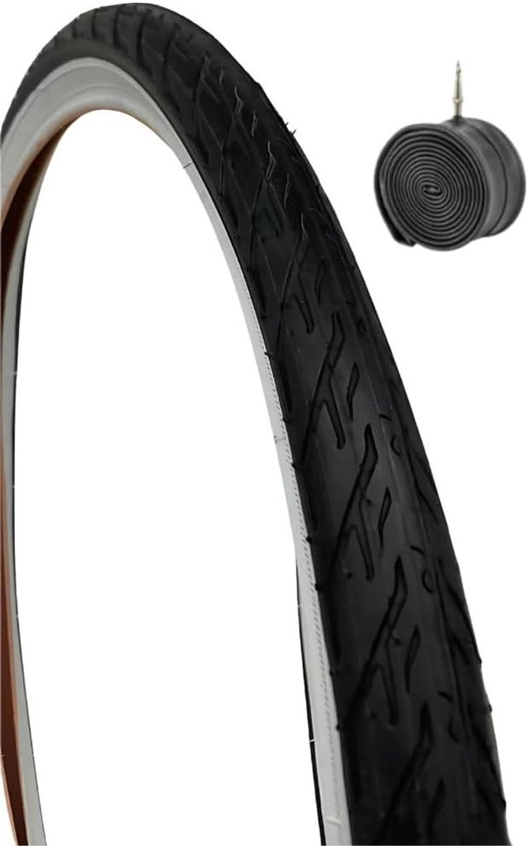 Fietsband met Binnenband - Banden Set - Stadsfiets - Butyl Binnenband - 24 x 1.75 inch - Wit Zwart