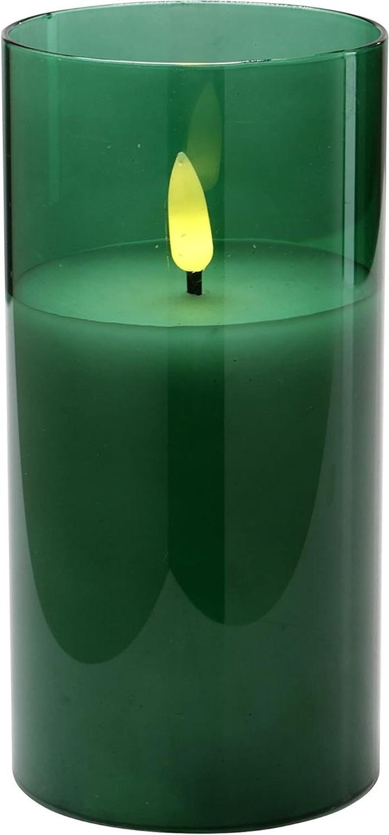 LED Kaars in Glas - Decoratieve Kaars Sfeerlicht - Romantische Sfeer Creëren - Realistisch Flakkerend Vlammetje - 15 cm Hoog