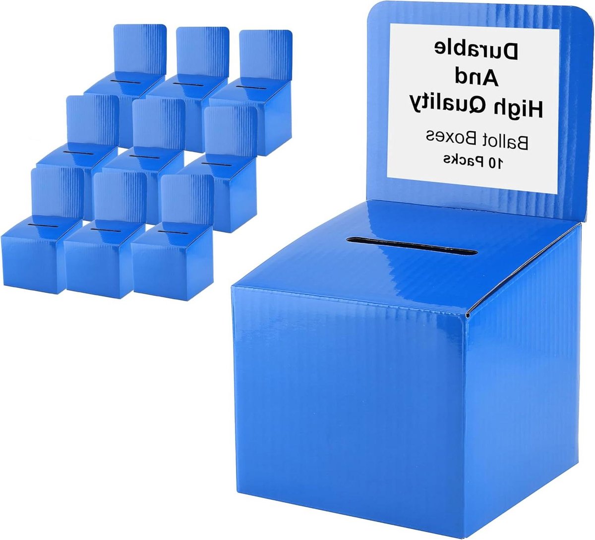 Kartonnen Doos - Stembus Suggestie Box - Verzamelen Inzendingen - Verwijderbare Header - 10 Pack - Blauw