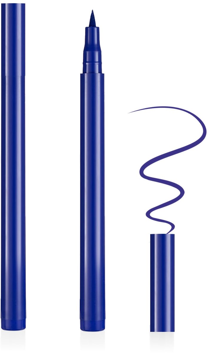 Aomig Matte Felt Tip Pen Eyeliner, Waterbestendige Vloeibare Eyeliner Potlood, Langdurige Vloeibare Eyeliner, Slanke Smudgeproof Eyeliner Pen Geschikt voor Alle Oogvormen Beschikbaar (12# Blauw)