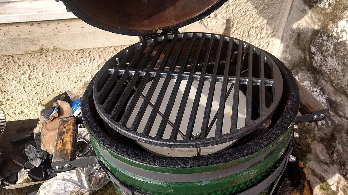 Gietijzeren Rooster BBQ Grillplaat Kamado Grillen Heavy Duty Extra Groot 44.5 cm Zwart