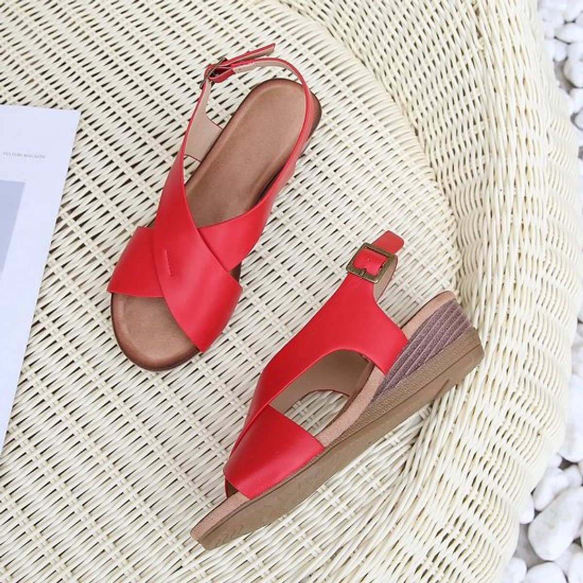 OmGoods - Dailygoody - Dames Sandalen - Zomerse Sleehak - Rood