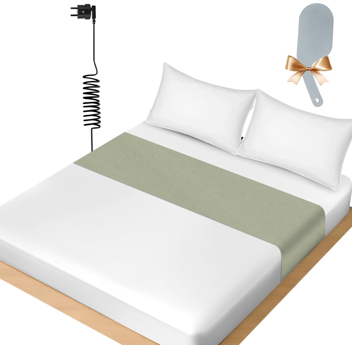 panthem Universeel aardingslaken aardingsmat voor bed - Biologisch katoen met zilvervezel voor betere slaap, 265x60 cm Aardingslaken Aarding-bedlaken Grounding Bed Sheet Mat (Avocadogroen)