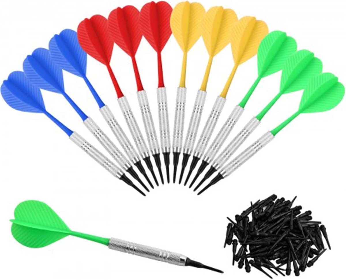 Zachte Dartpijlen - Kunststof Darts - Indoor Entertainment - Antislip Grip - 14 gram - Multicolor