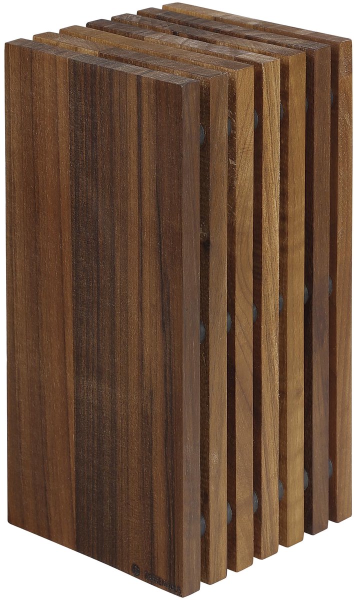Messenblok hout groeven messenhouder houtblok keukenmes walnoot