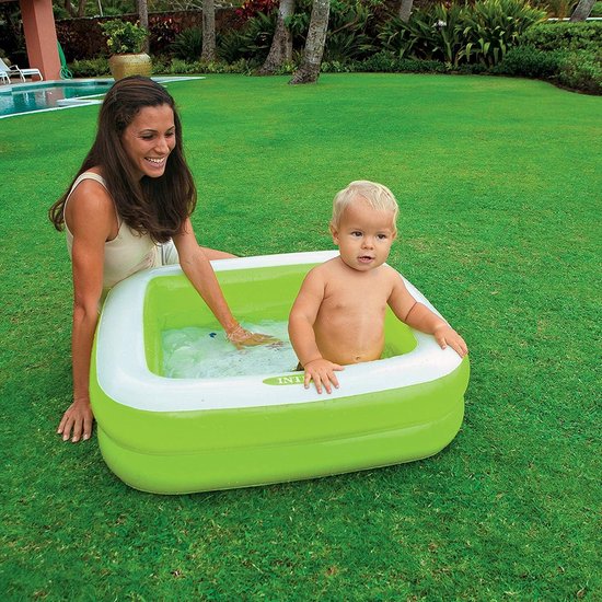 Babypool Play Box - Kinderbadje Opblaasbaar - Waterpret Buiten - Waterdicht Materiaal - 85 x 85 x 23 cm - Groen — afbeelding 2