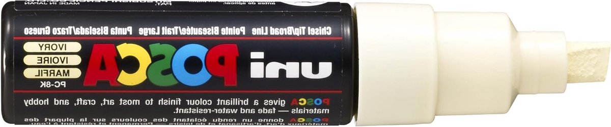 Posca Markers - Beitelpunt Stiften - Grootschalig Tekenen - Ondoorzichtige Levendige Kleur - 6 Stuks - Ivoor