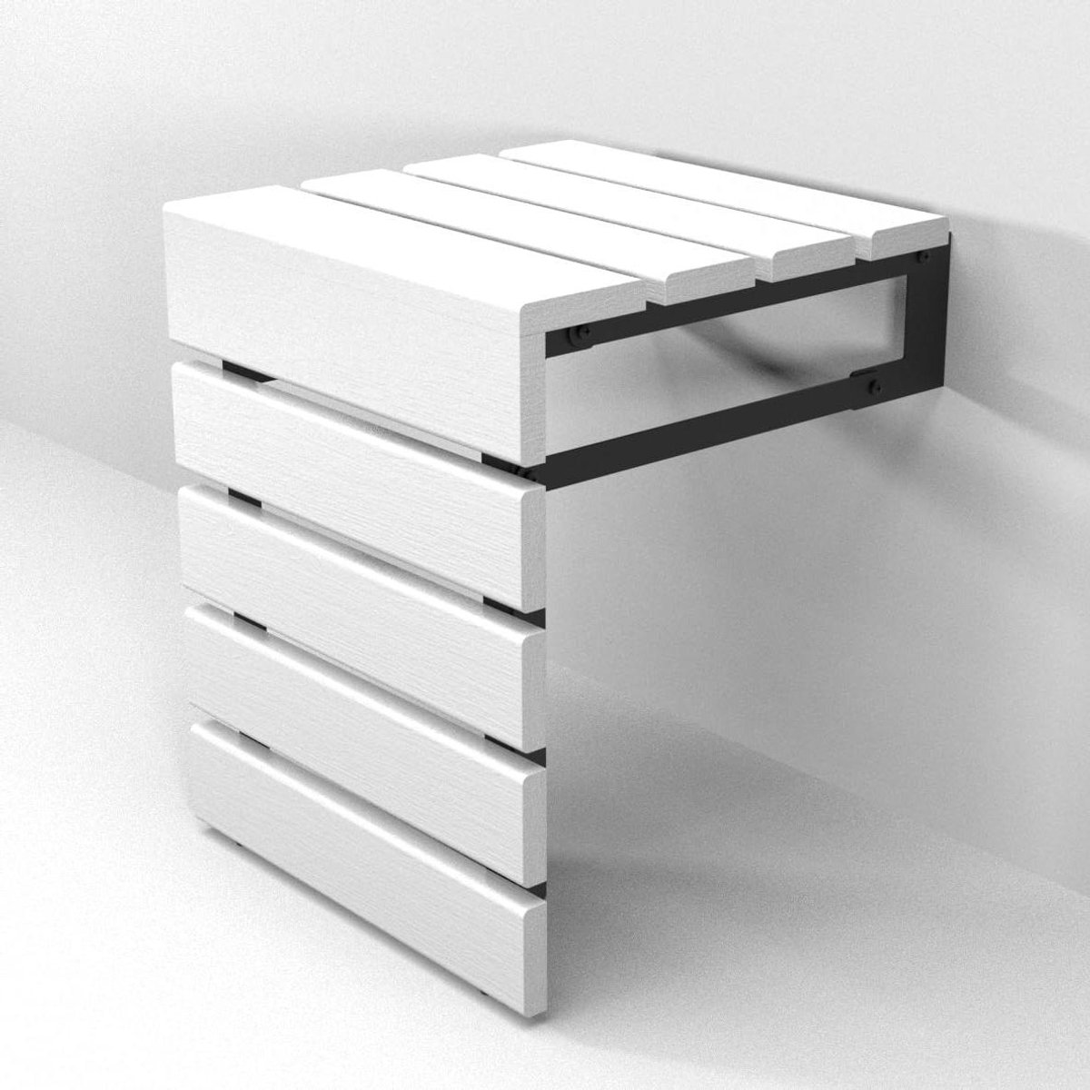 Douchestoel - Opklapbaar Zitelement - Veilig Douchen - Handgemaakt Teakhout - 38x35cm Zitting - Wit