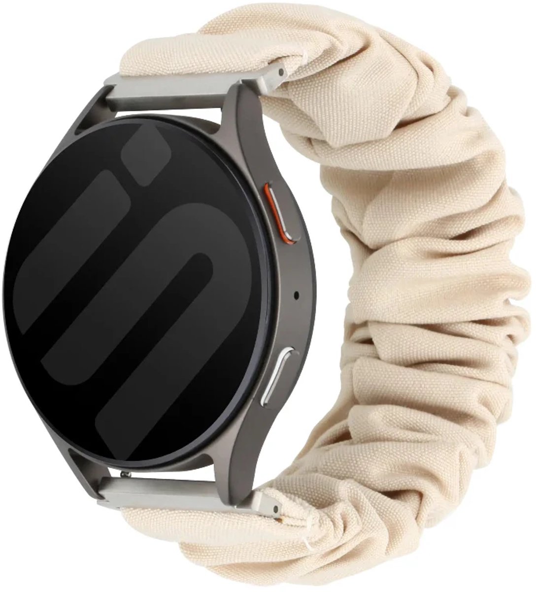 Strap-it Scrunchie Nylon bandje 20mm geschikt voor Samsung Galaxy Watch 7 (40/44mm) / Galaxy Watch 6 (Classic) / Galaxy Watch 5 (Pro) / Galaxy Watch 4 / Watch 3 / Watch FE / Polar Ignite 3-2 / Pacer / Unite / Huawei GT3 - GT2 (Sterrenlicht)