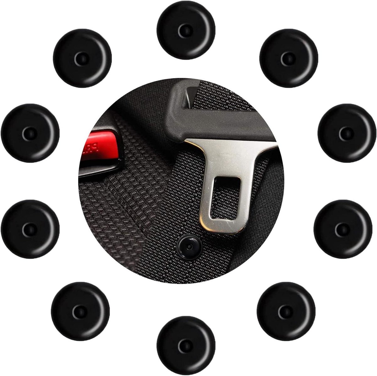 Autogordel Knopen - Gordel Stopper - Veiliger Rijden - Universele Pasvorm - 10 stuks - Zwart