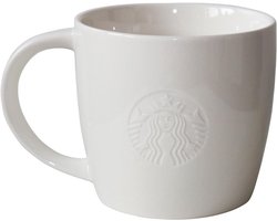 Keramische Koffiemok - Grote Mok Cappuccino - Warme Dranken - Met Logo - 473 ml - Wit