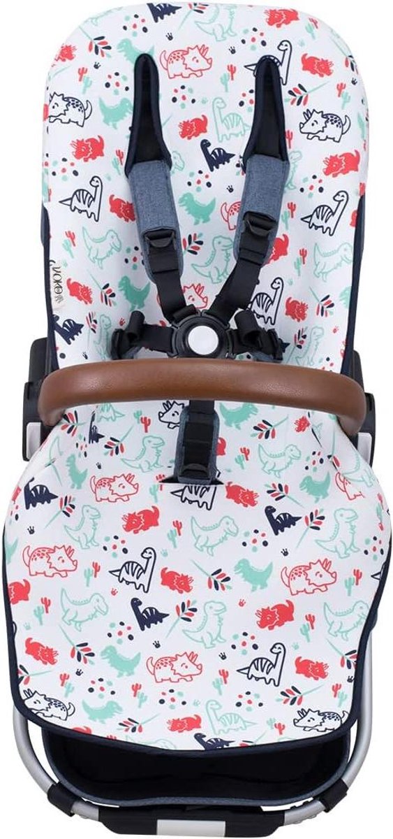 Kinderwagen Stoelkussen - Stoelbekleding Kinderwagen - Kinderwagen Beschermen - Ademend Katoen - 95 x 42 cm - Dino Party
