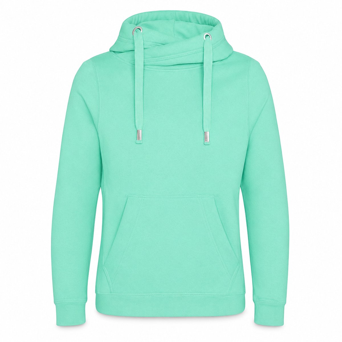 Cross Neck Hoodie Heren – Heavyweight Hoodie 330 g/m² – Crossover Hals – Streetwear Trui Mintgroen