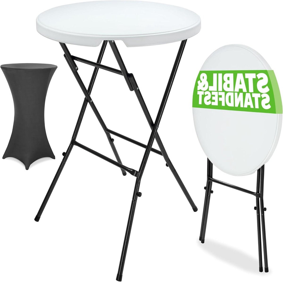 Statafel met hoes - Klaptafel Bartafel - Feestelijke Bijeenkomsten - Weerbestendig HDPE blad - 110 cm hoog - Antraciet