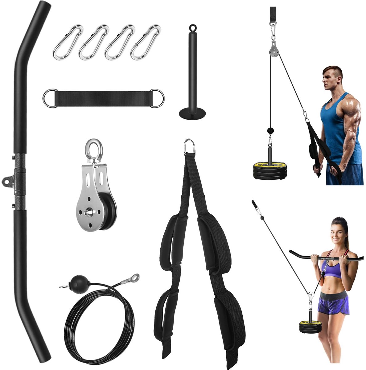 Cable lat Pulley Systeem, DIY Home Gym Machine Pulley System Fitness Kabel Katrol voor LAT Pulldowns, Biceps Krul, Triceps Extensions, Spieren Kweken Workout