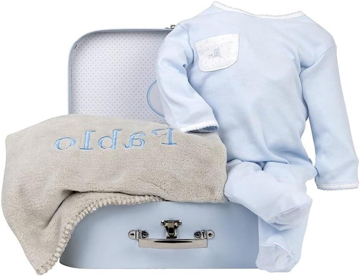 Babymand Cadeau - Kraamcadeau Set - Pasgeboren Vieren - Gepersonaliseerde Kaart - 3-6 Maanden - Blauw