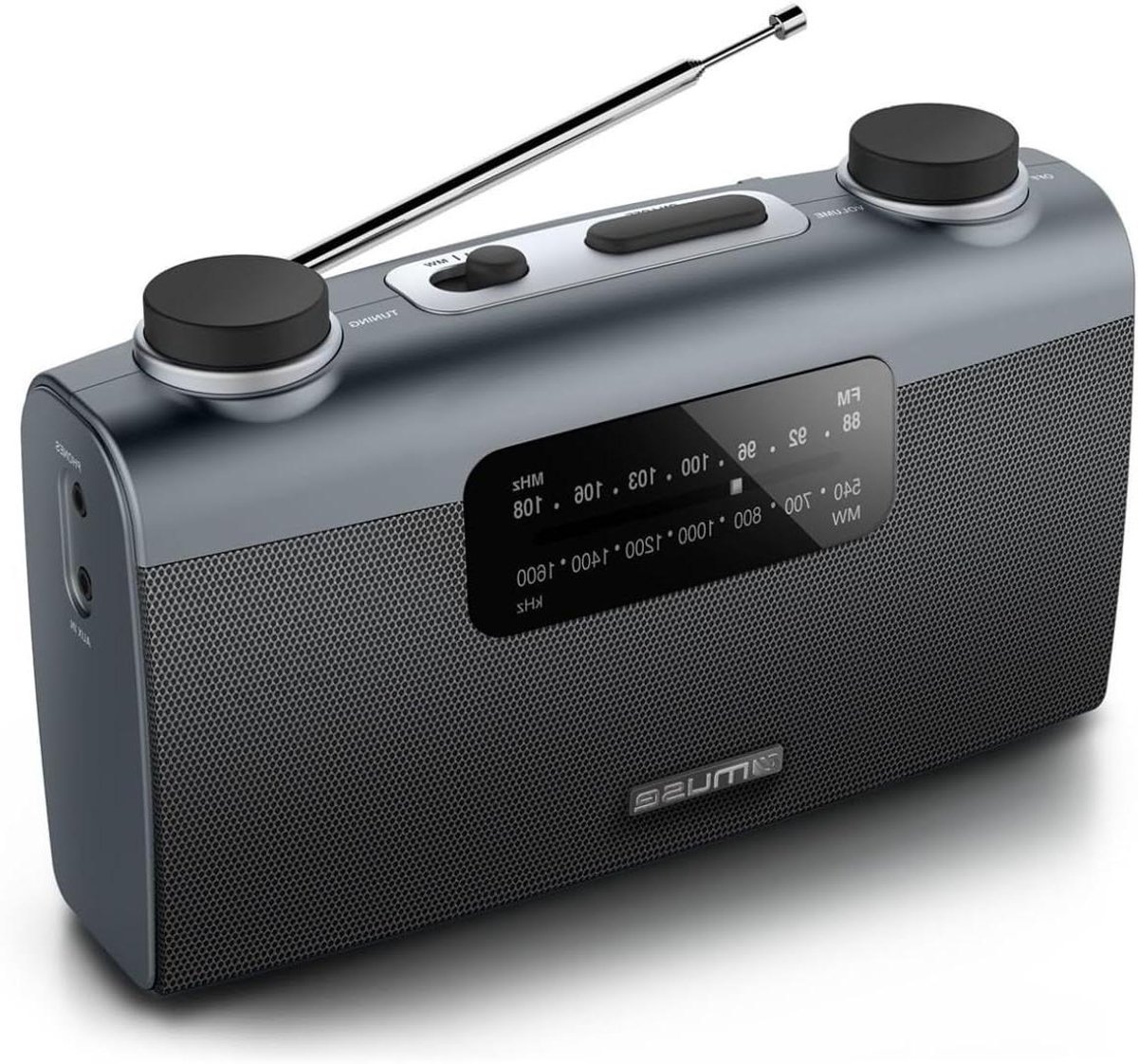 Draagbare Radio - FM MW Ontvanger - Muziek Luisteren - Met Handvat - 14 x 7.5 cm - Zwart Grijs