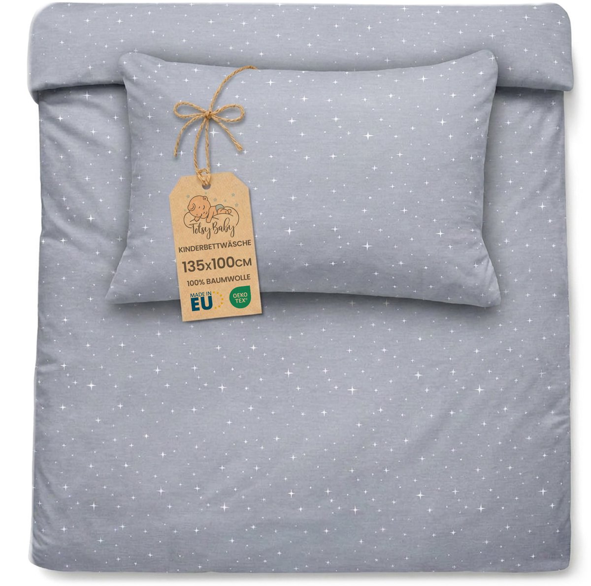 Dekbedovertrek voor ledikant baby 100x135 cm - Katoen dekbedhoes voor kind bed Set Dekbedzak 100 x 135 cm En Kussensloop 60 x 40 cm Oeko-Tex